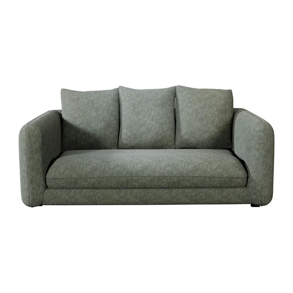 Canapé convertible Bultex 2 places Basile - Velours côtelé fine maille - Fjord Vert Grisé