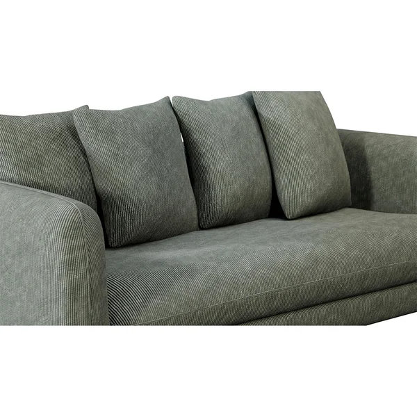 Canapé convertible Bultex 3 places Basile - Velours côtelé fine maille - Fjord Vert Grisé
