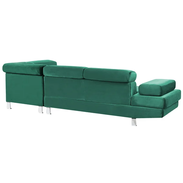 Canapé d'angle 5 places NORREA Velours Vert émeraude Côté gauche
