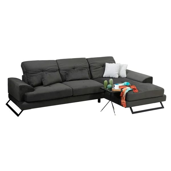 Canapé d'angle anthracite - dossier inclinable, côté droit MILO