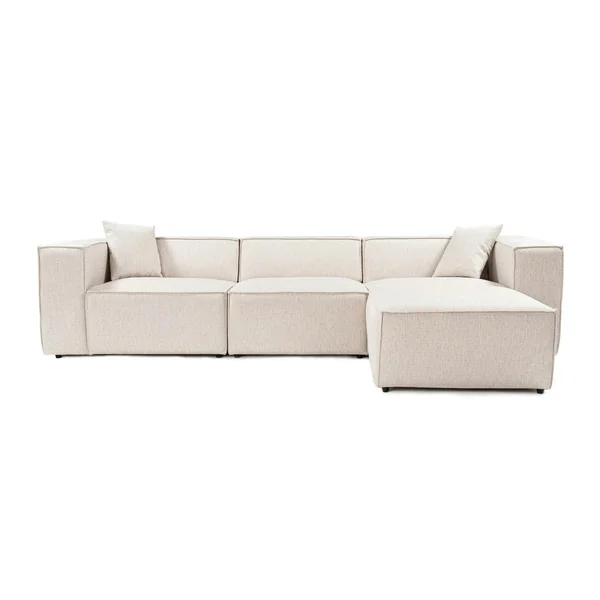 Canapé d'angle modulable écru - tissu lin OSTUNI