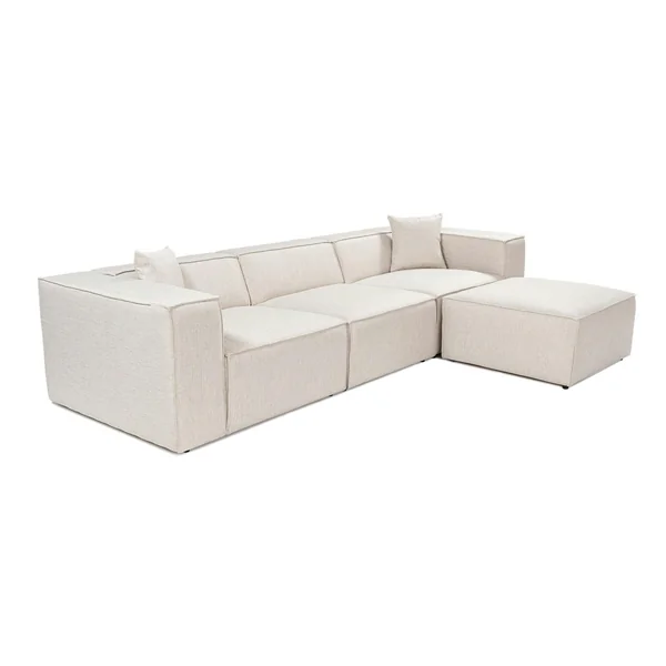 Canapé d'angle modulable écru - tissu lin OSTUNI