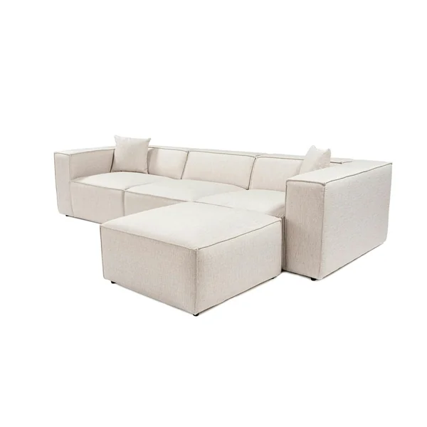 Canapé d'angle modulable écru - tissu lin OSTUNI