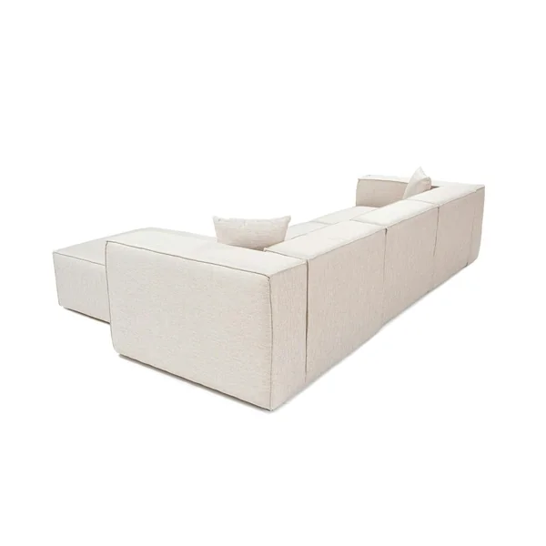Canapé d'angle modulable écru - tissu lin OSTUNI