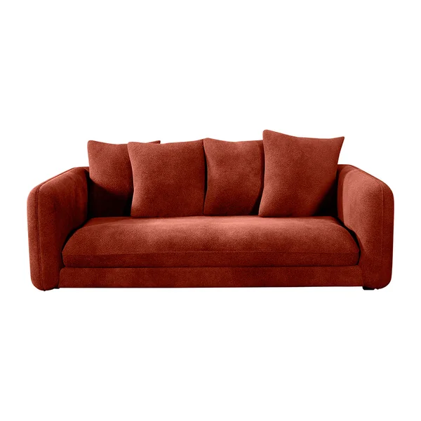Canapé fixe 3 places Basile - Velours - Seven Rouge Copper