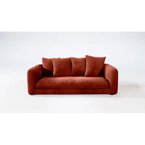 Canapé fixe 3 places Basile - Velours - Seven Rouge Copper