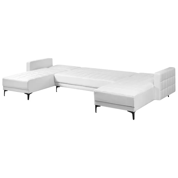 Canapé-lit modulable en forme de U 5 places ABERDEEN Cuir PU Blanc