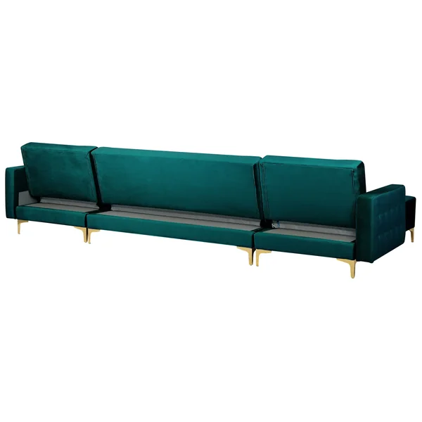 Canapé-lit modulable en forme de U 5 places ABERDEEN Velours Bleu paon