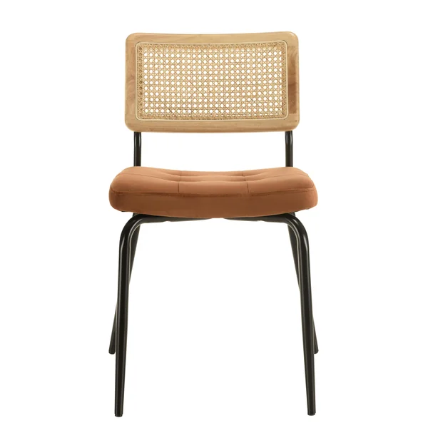 Chaise assise velours orange capitonné dossier cannage (lot de 2) TIM