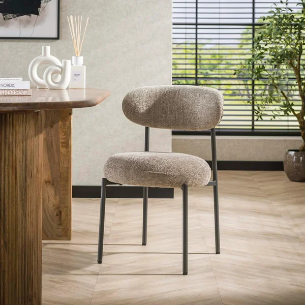 Chaise beige sable moderne en velours tissé (lot de 2) CREEK