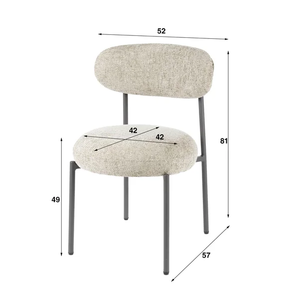 Chaise beige sable moderne en velours tissé (lot de 2) CREEK