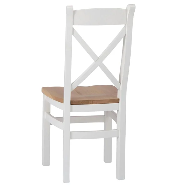 Chaise blanche assise bois dossier croisé en chêne (lot de 2) NAXOS