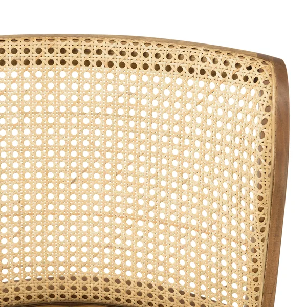Chaise bois et cannage assise cuir havane (lot de 2) TIM