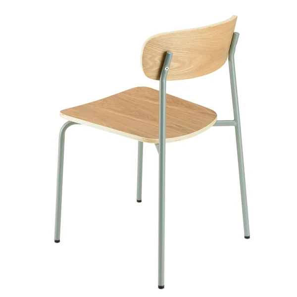 Chaise bois et métal vert pale style écolier (lot de 2) TIM