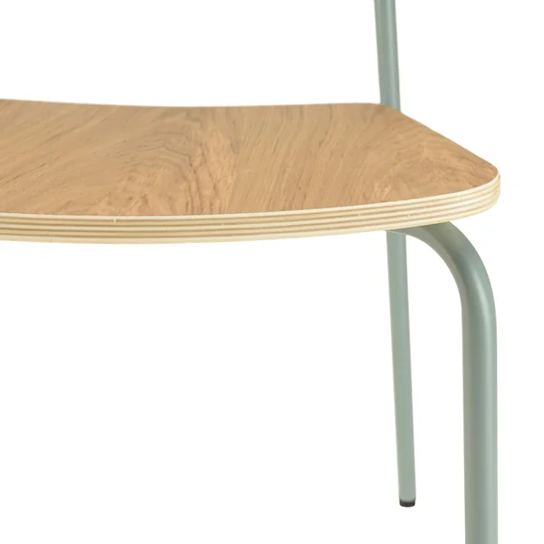 Chaise bois et métal vert pale style écolier (lot de 2) TIM