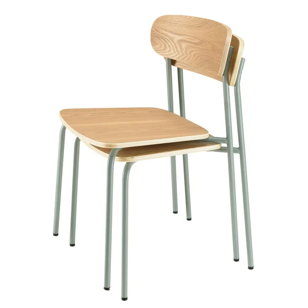 Chaise bois et métal vert pale style écolier (lot de 2) TIM