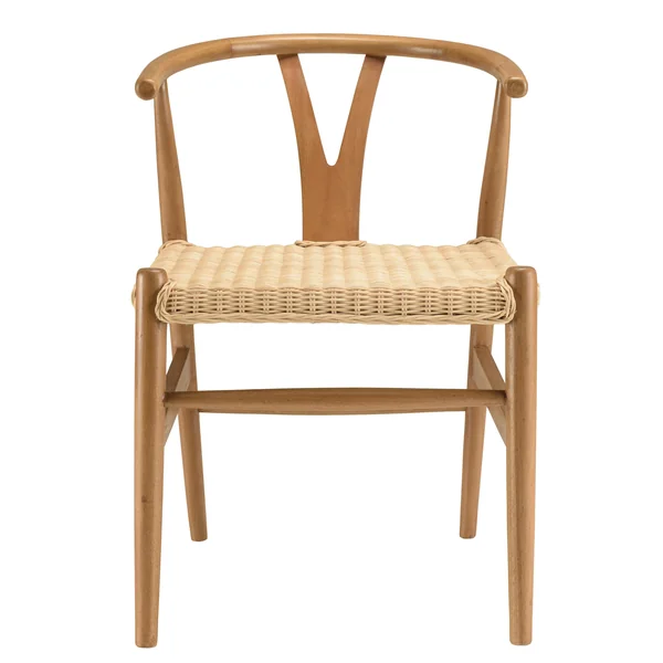 Chaise bois exotique et cannage dossier arrondi MANAK