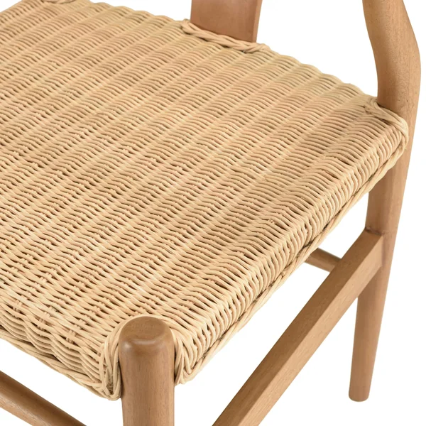 Chaise bois exotique et cannage dossier arrondi MANAK