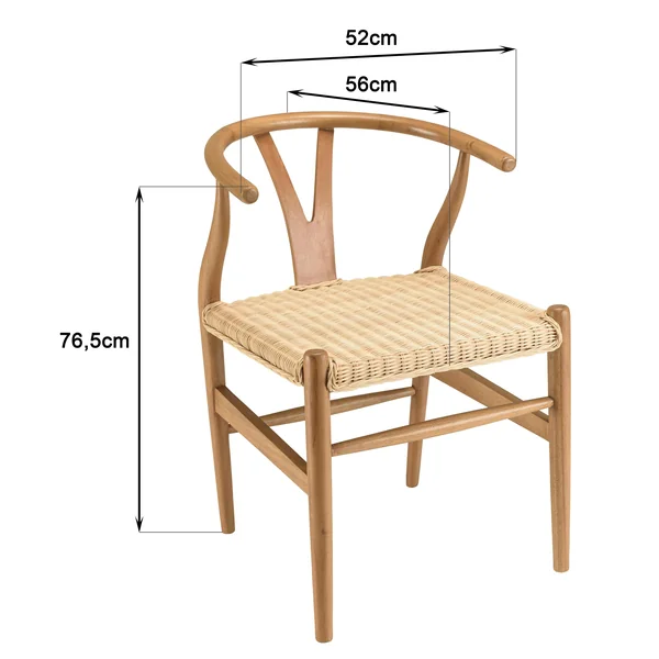 Chaise bois exotique et cannage dossier arrondi MANAK