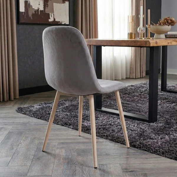 Chaise capitonnée velours gris taupe HAWAI (lot de 2)