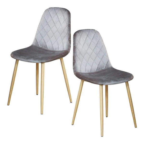 Chaise capitonnée velours gris taupe HAWAI (lot de 2)