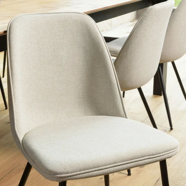 Chaise contemporaine tissu écru dossier droit (lot de 2) TIM