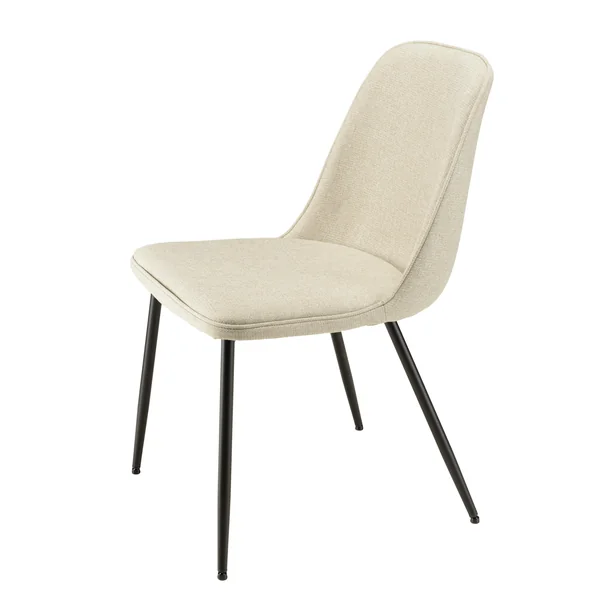 Chaise contemporaine tissu écru dossier droit (lot de 2) TIM