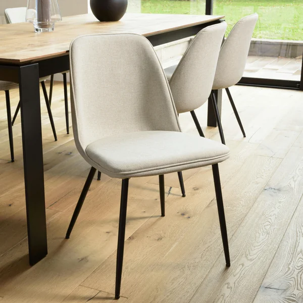Chaise contemporaine tissu écru dossier droit (lot de 2) TIM
