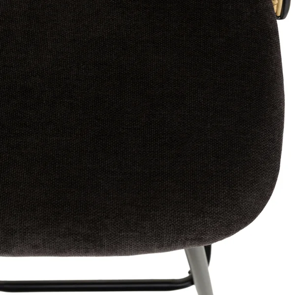Chaise de bar assise velours noir dossier rotin arrondi (lot de 2) LOANO