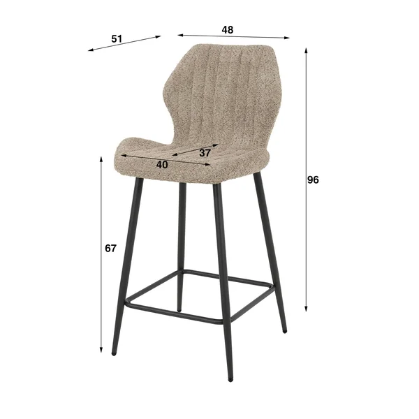 Chaise de bar blanche en bouclette avec repose-pieds (lot de 2) GALWAY