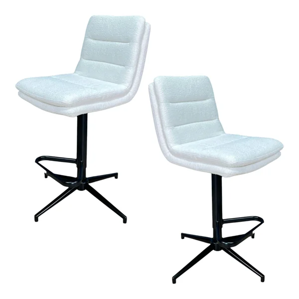Chaise de bar en bouclettes blanches réglable en hauteur (lot de 2) PALERME