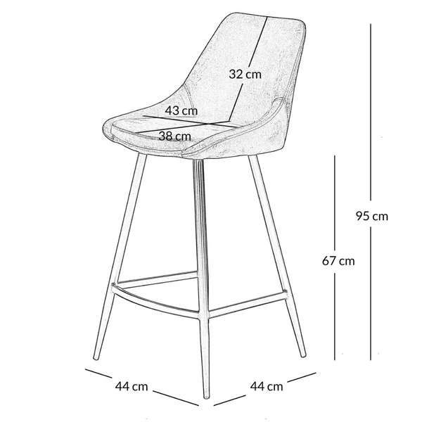 Chaise de bar en tissu gris clair h67cm - Ben