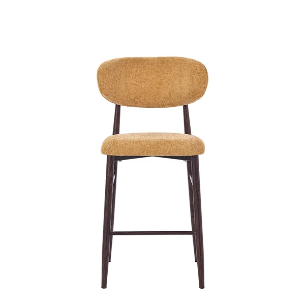 Chaise de bar en tissu jaune et pieds en métal effet noyer foncé - Copenhague