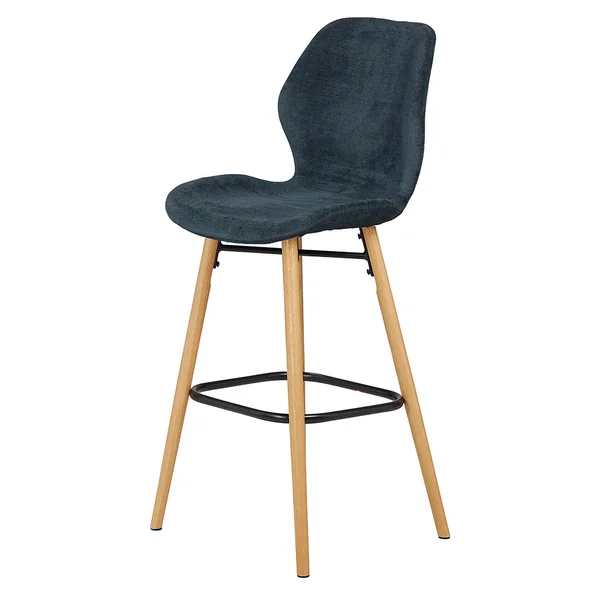 Chaise de bar en tissu soft touch bleu foncé h65cm - Keri