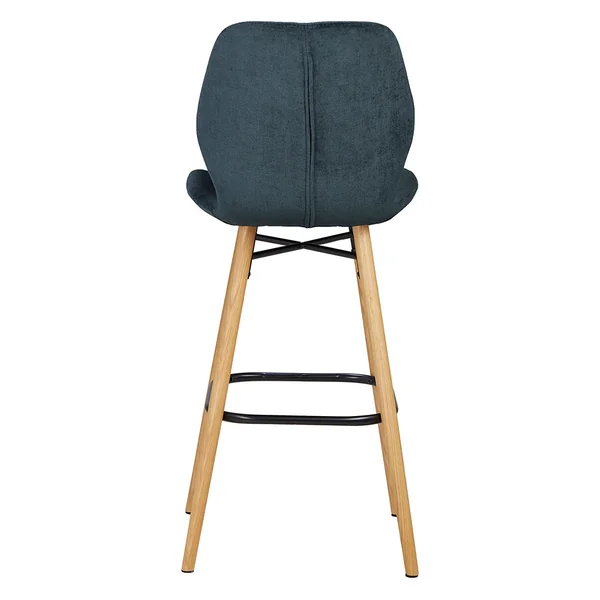 Chaise de bar en tissu soft touch bleu foncé h65cm - Keri