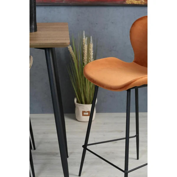 Chaise de bar en velours brique style moderne (lot de 2) MELBOURNE