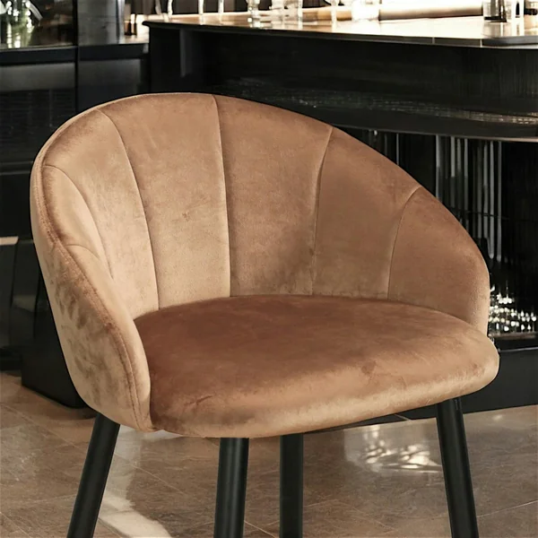 Chaise de bar en velours doré forme coquillage (lot de 2) HAWAI