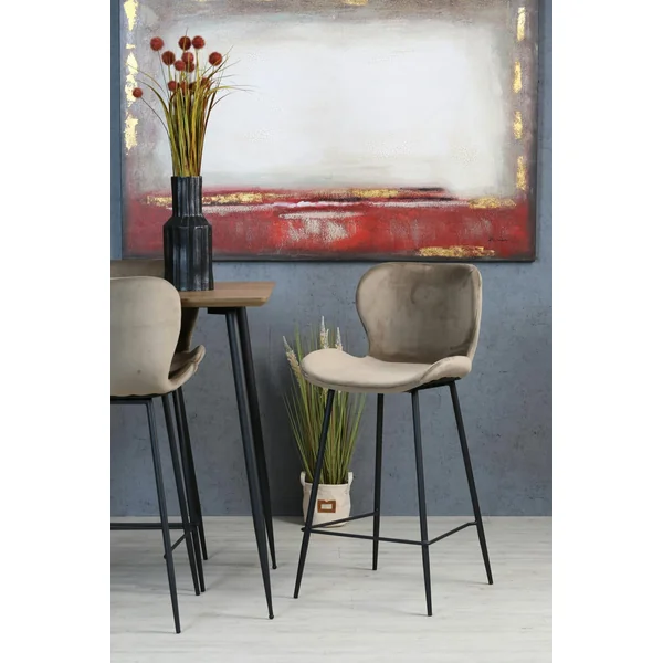 Chaise de bar en velours gris style moderne (lot de 2) MELBOURNE