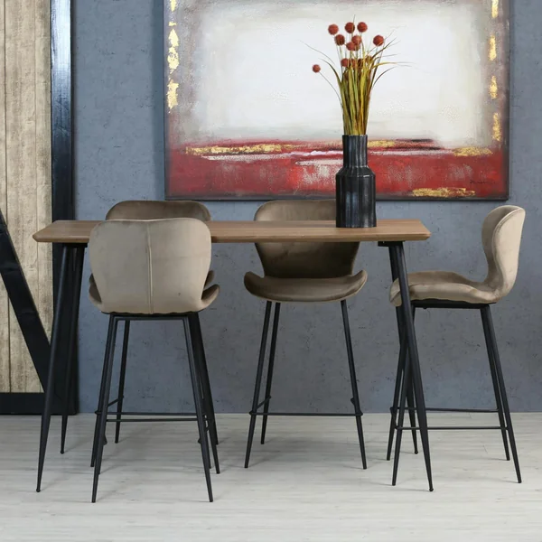 Chaise de bar en velours gris style moderne (lot de 2) MELBOURNE