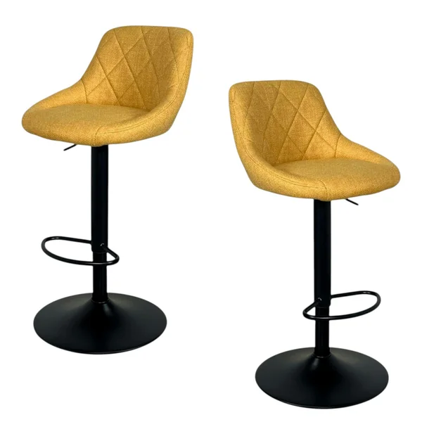 Chaise de bar hauteur réglable tissu moutarde (lot de 2) MALMOE
