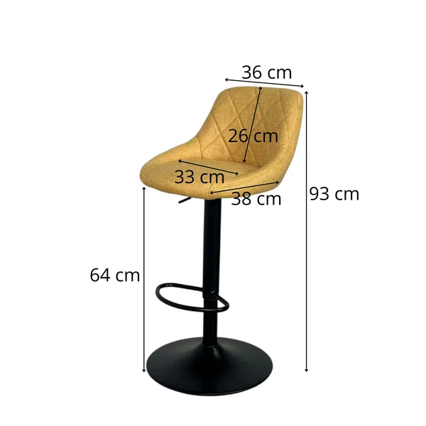 Chaise de bar hauteur réglable tissu moutarde (lot de 2) MALMOE