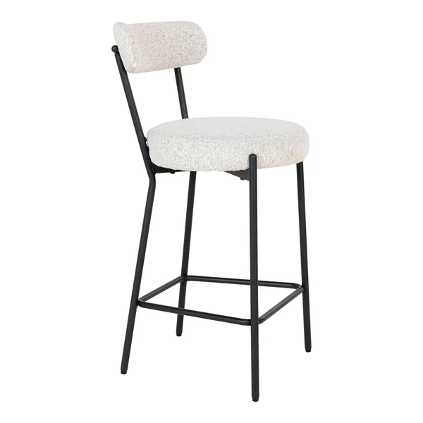 Chaise de bar moderne en tissu bouclette blanche (lot de 2) SAVONE
