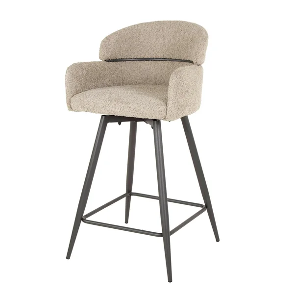 Chaise de bar pivotante en bouclette beige (lot de 2) GALWAY