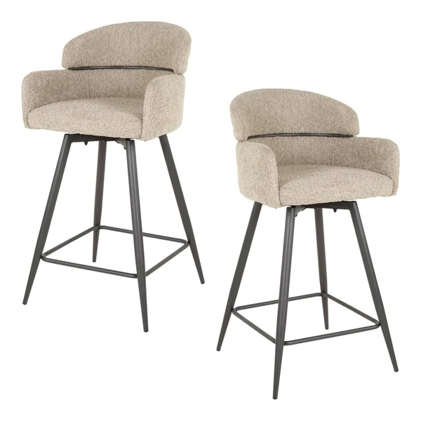 Chaise de bar pivotante en bouclette beige (lot de 2) GALWAY