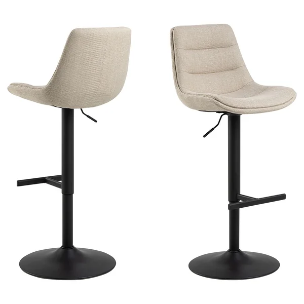 Chaise de bar pivotante réglable h65-86cm en tissu beige - Adisa