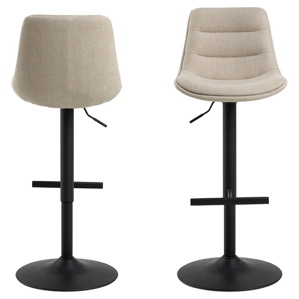 Chaise de bar pivotante réglable h65-86cm en tissu beige - Adisa