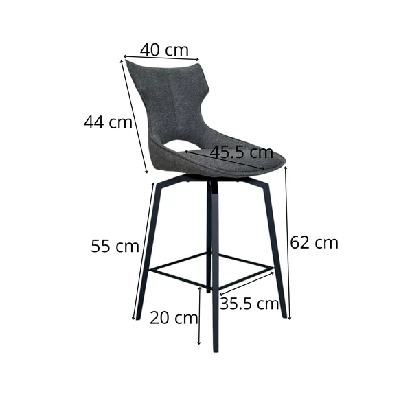 Chaise de bar pivotante tissu doré (lot de 2) LOMBARDIE