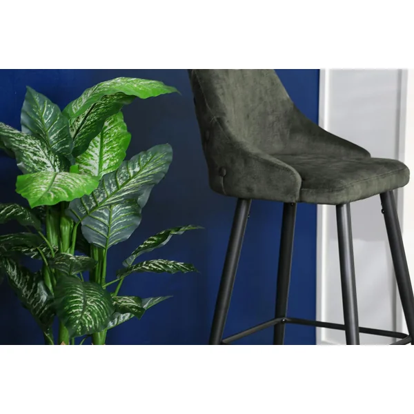 Chaise de bar velours vert kaki (lot de 2) MALMOE