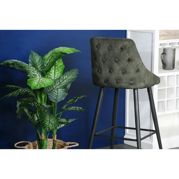 Chaise de bar velours vert kaki (lot de 2) MALMOE