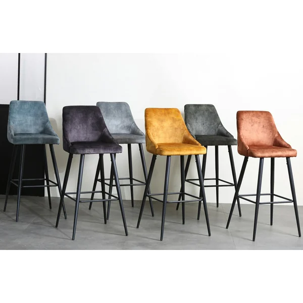 Chaise de bar velours vert kaki (lot de 2) MALMOE